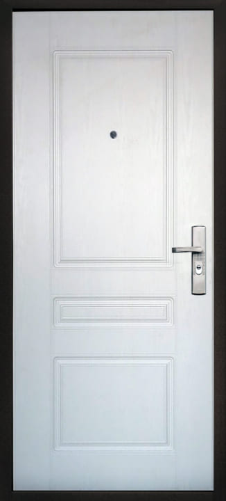 Дверь в квартиру трехконтурная Страж 3К скол дуба белый. Вид изнутри