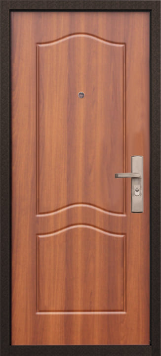 Дверь двухконтурная Страж 2К лесной орех. Вид изнутри