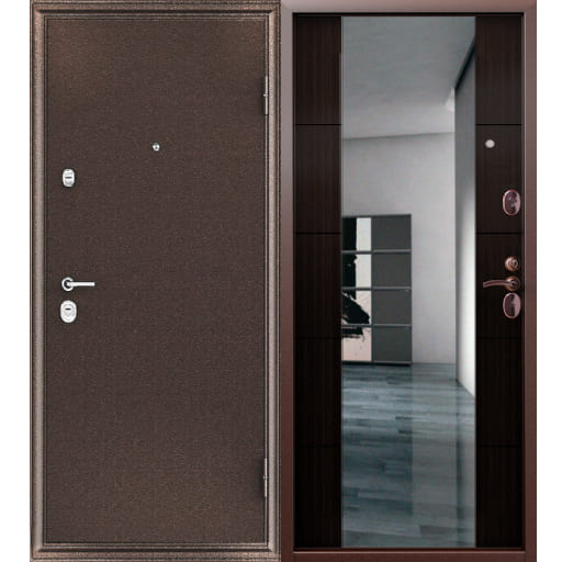 Дверь входная в квартиру трехконтурная Страж 3К Зеркало меланж темный